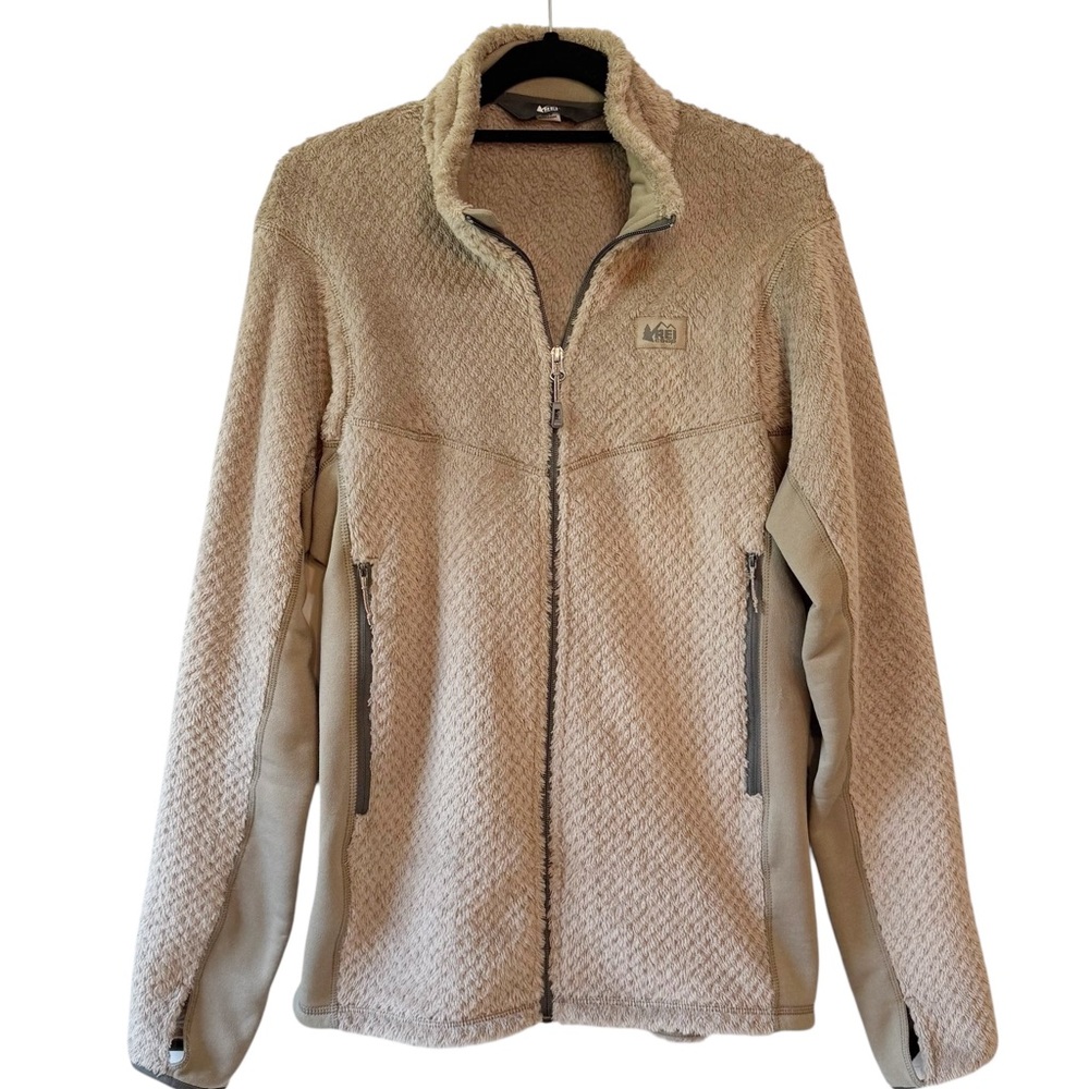 REI Men's Full Zip Fleece Jacket Beige Size Medium